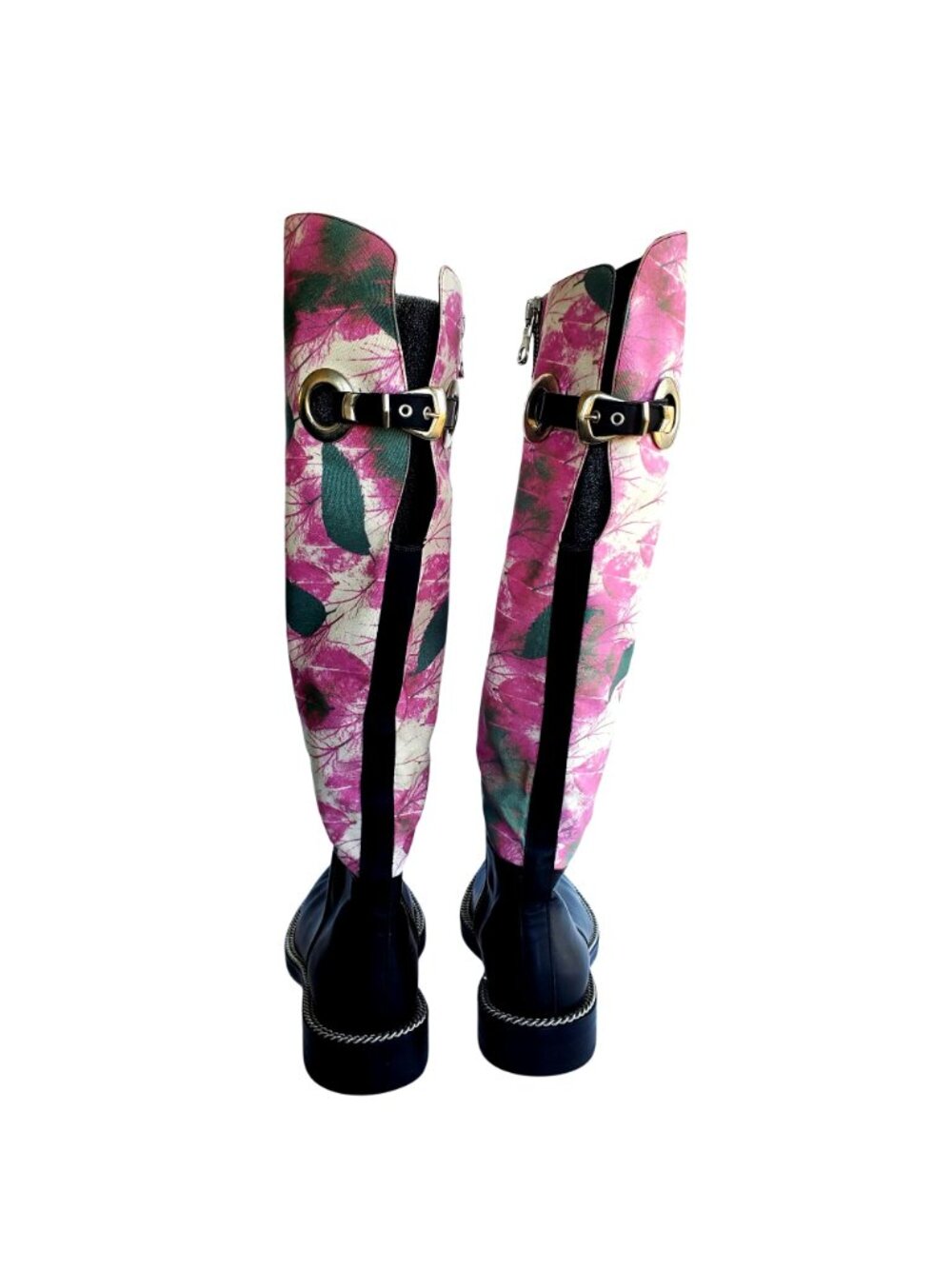 Vintage Y2K No/Studio Botanical Print Tall Boots Italy Sz 42/US Women 11 - Picture 2 of 14